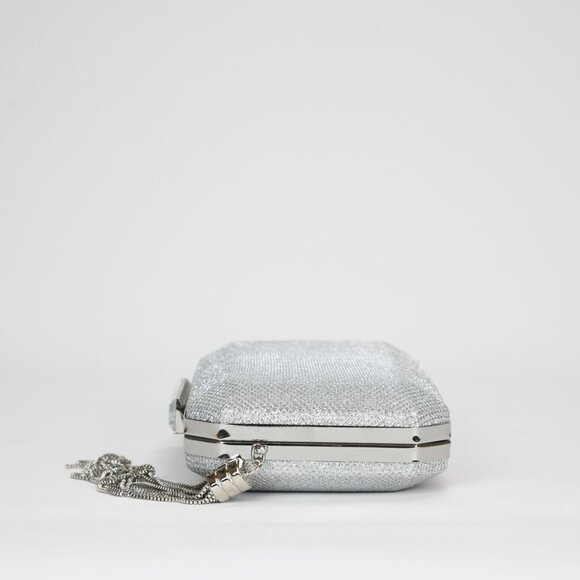 Nina Bellaria Geometric Minaudiere Bag / Clutch with Tassle - Silver - Picture 7 of 8